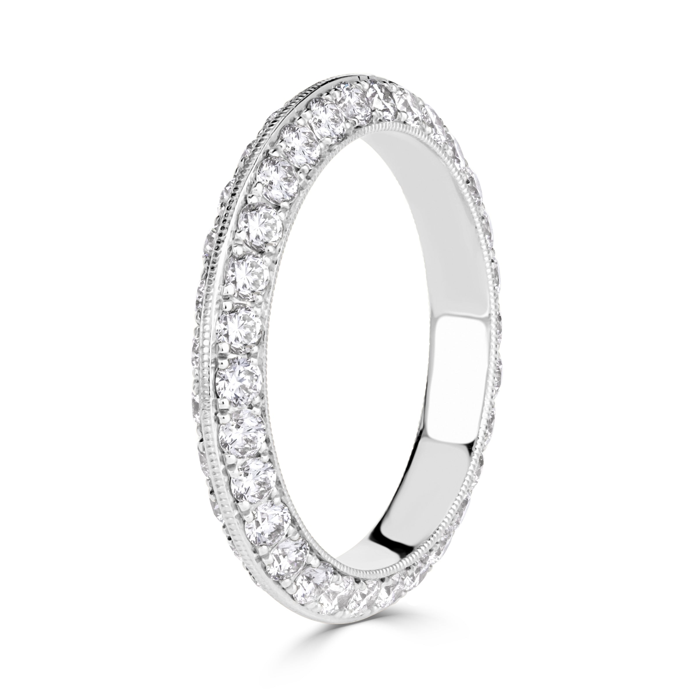 1.35ct Round Brilliant Cut Diamond Knife Edge Eternity Band in 18k White Gold