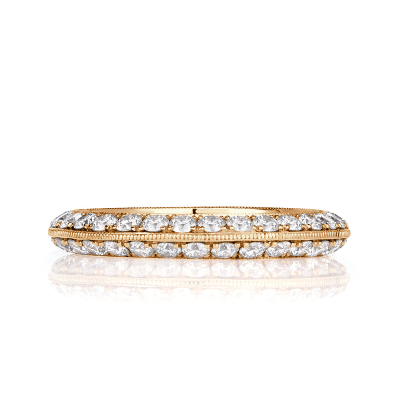 1.35ct Round Brilliant Cut Diamond Knife Edge Eternity Band in 18K Champagne Yellow Gold