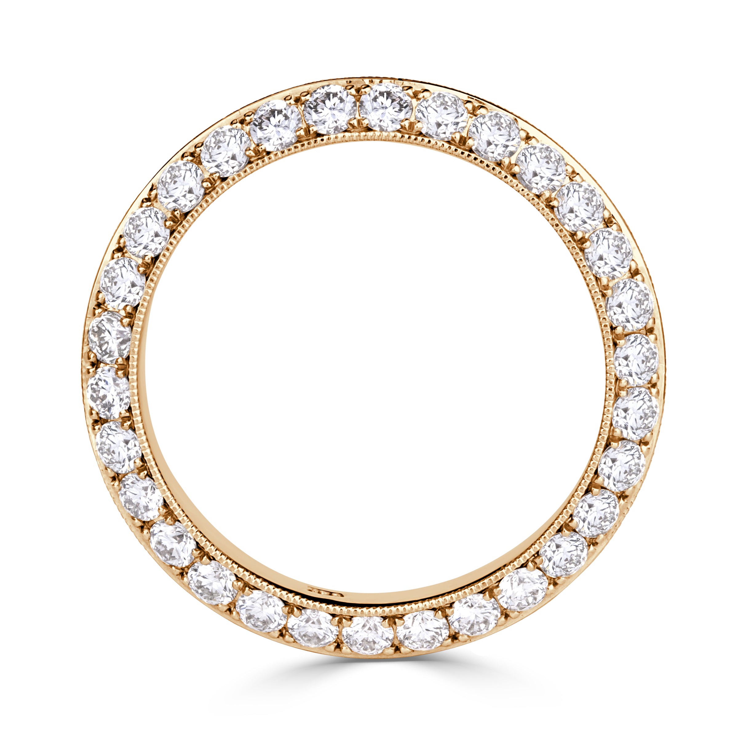 1.35ct Round Brilliant Cut Diamond Knife Edge Eternity Band in 18K Champagne Yellow Gold