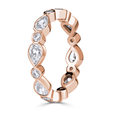 1.80ct Pear Shaped and Round Brilliant Cut Diamond Eternity Band in 18K Rose Gold