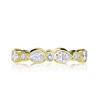1.80ct Pear Shaped and Round Brilliant Cut Diamond Eternity Band in 18K Yellow Gold