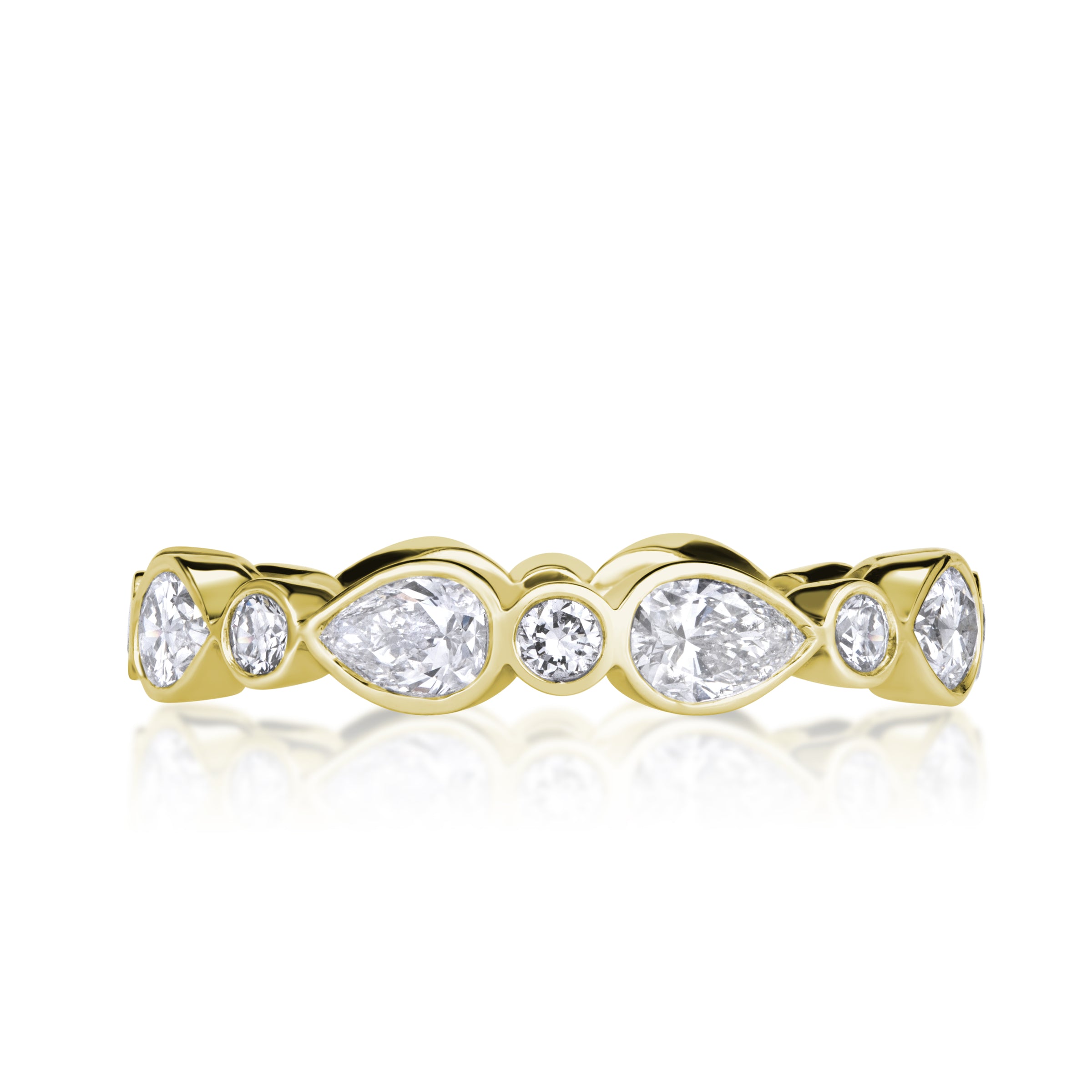 1.80ct Pear Shaped and Round Brilliant Cut Diamond Eternity Band in 18K Yellow Gold