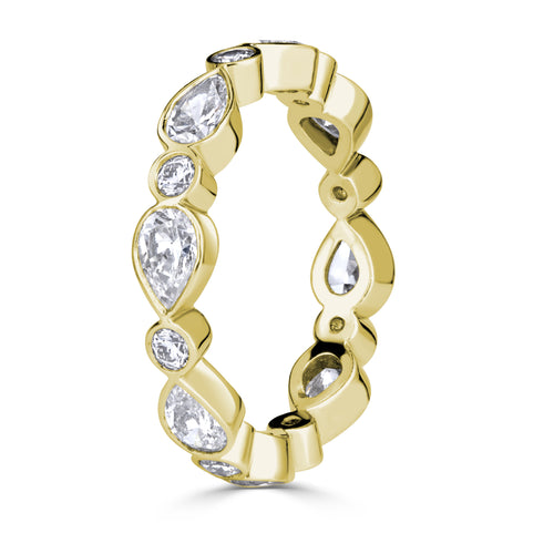 1.80ct Pear Shaped and Round Brilliant Cut Diamond Eternity Band in 18K Yellow Gold
