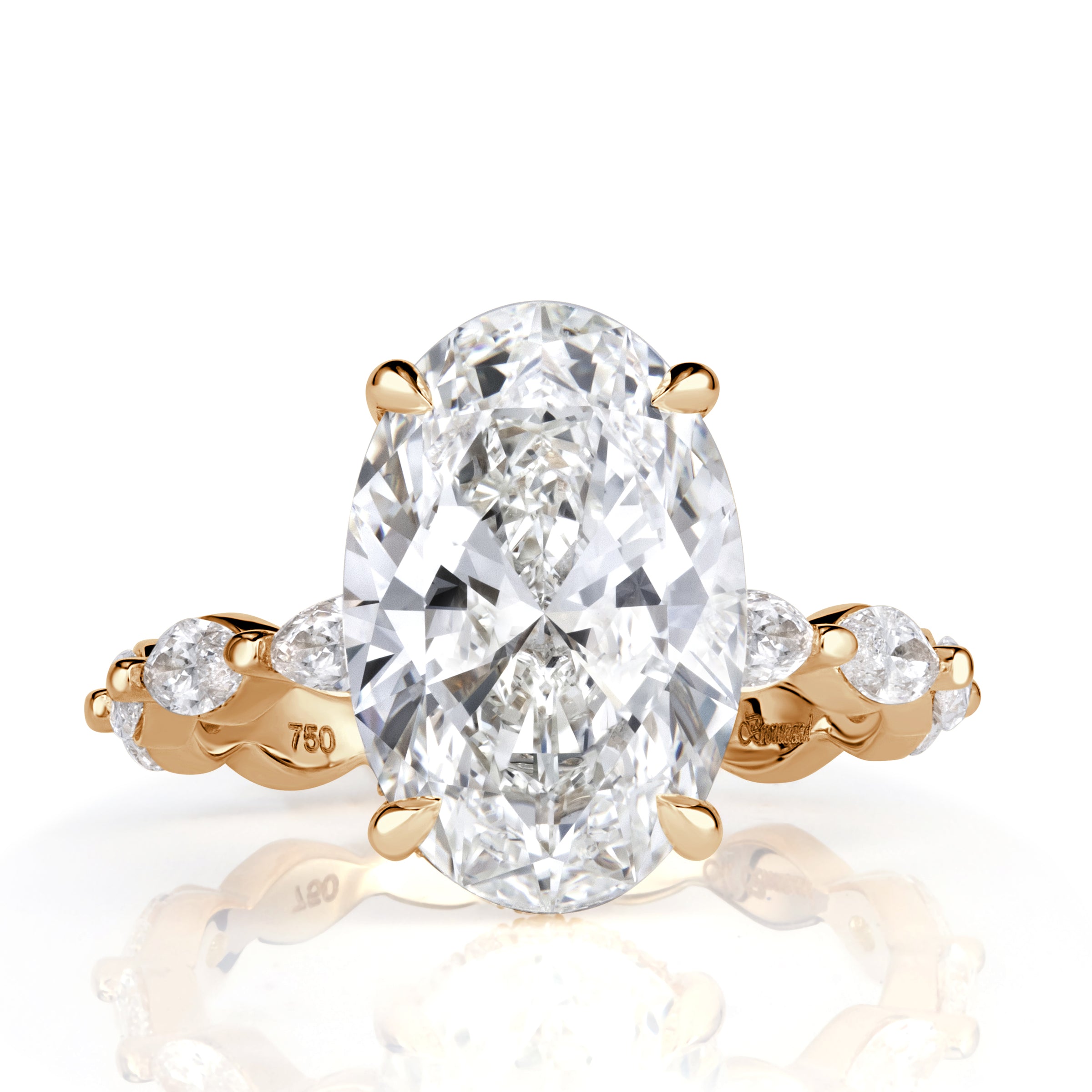4.74ct Oval Cut Diamond Engagement Ring in 18k Champagne Gold