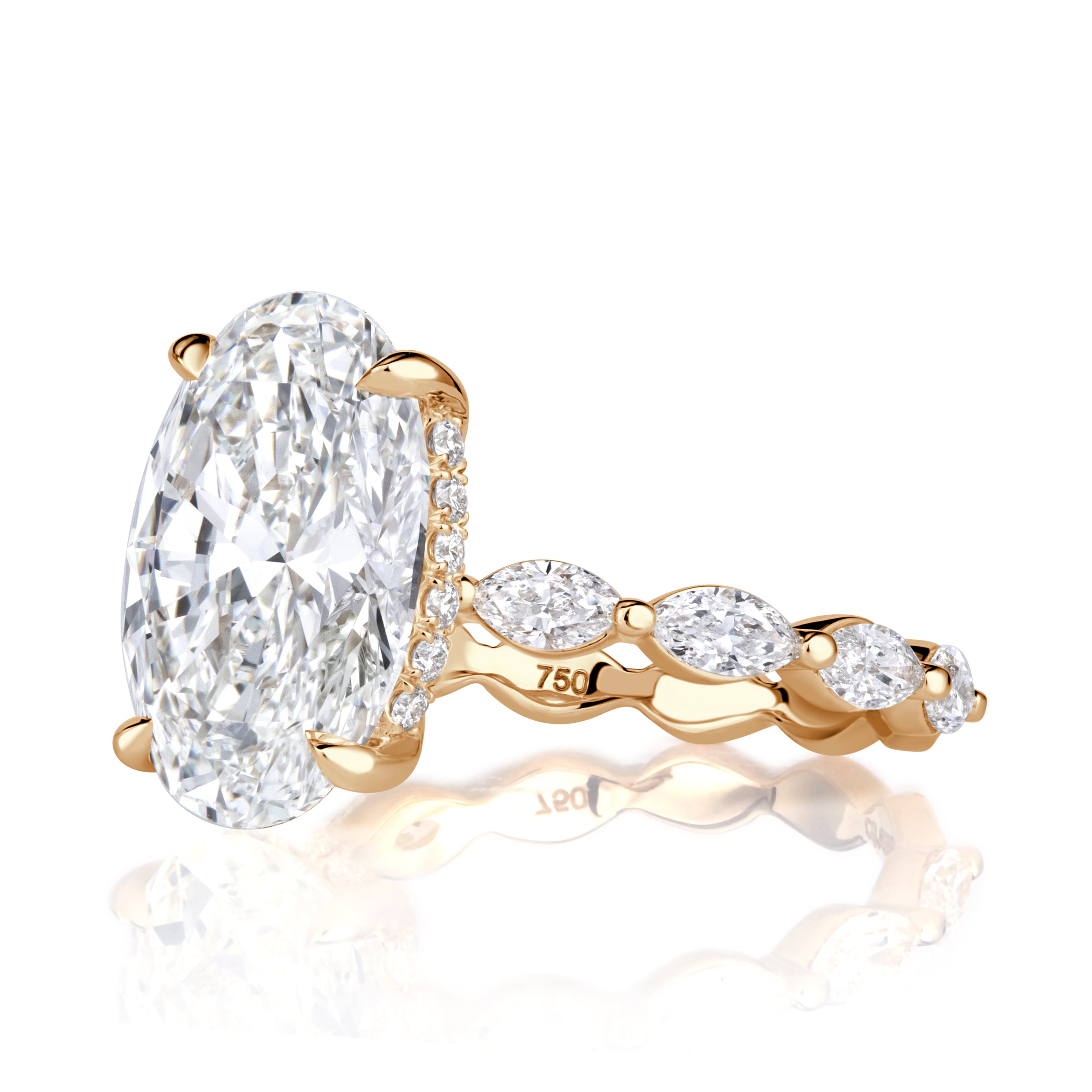 4.74ct Oval Cut Diamond Engagement Ring in 18k Champagne Gold