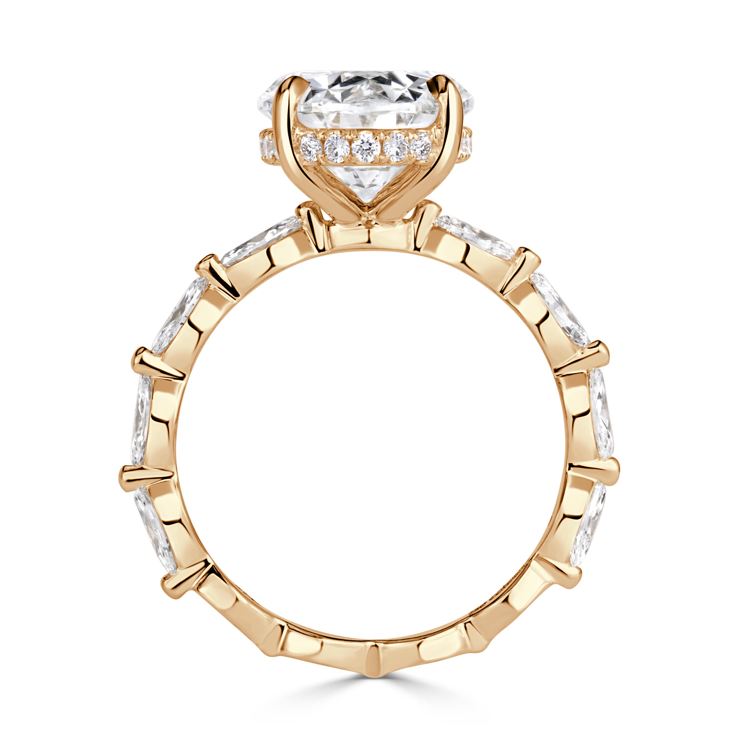 4.74ct Oval Cut Diamond Engagement Ring in 18k Champagne Gold
