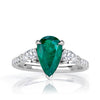 1.99ct Pear Shaped Green Emerald and Diamond Engagement Ring