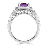 2.00ct Princess Cut Pink Sapphire and Diamond Engagement Ring