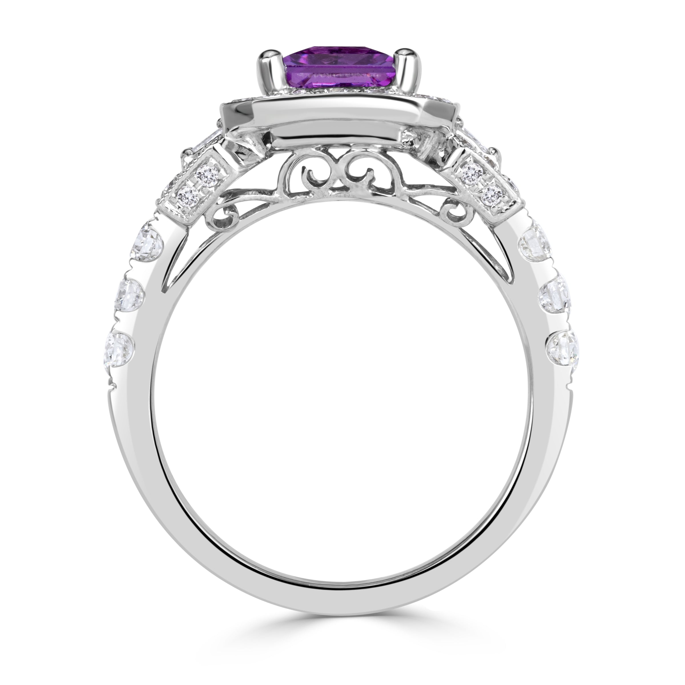 2.00ct Princess Cut Pink Sapphire and Diamond Engagement Ring