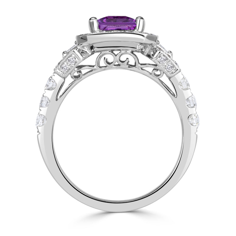 2.00ct Princess Cut Pink Sapphire and Diamond Engagement Ring