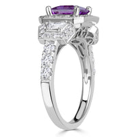 2.00ct Princess Cut Pink Sapphire and Diamond Engagement Ring