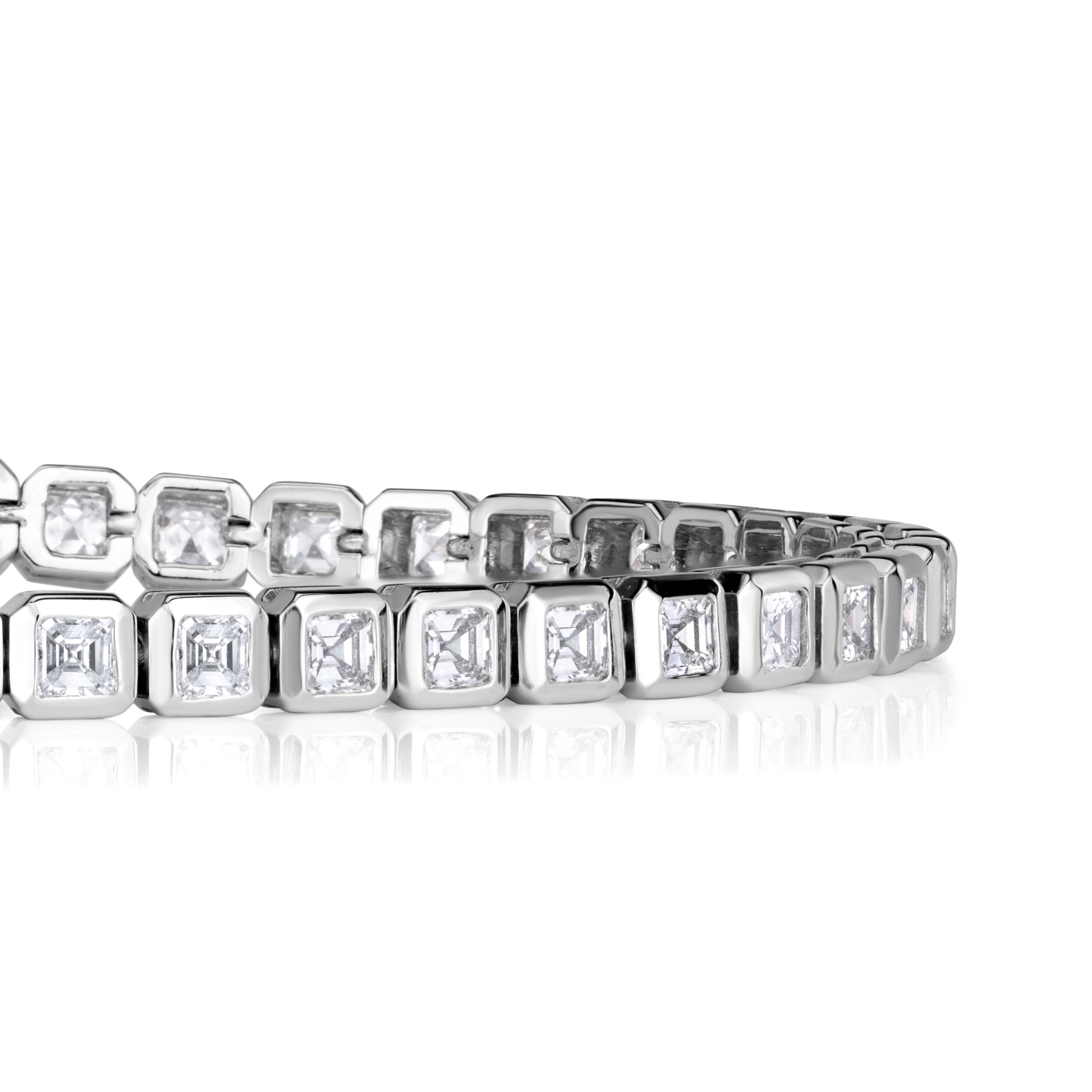 3.54ct Asscher Cut Diamond Tennis Bracelet in 18K White Gold
