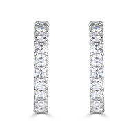 3.76ct Pixel Cut Diamond Hoop Earrings in 18K White Gold