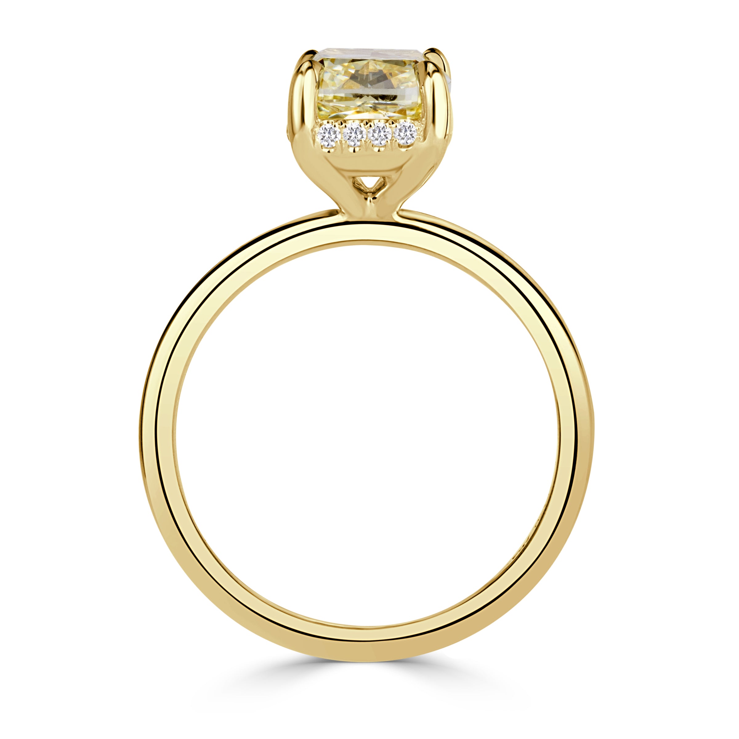 3.13ct Fancy Light Yellow Elongated Cushion Cut Diamond Engagement Ring