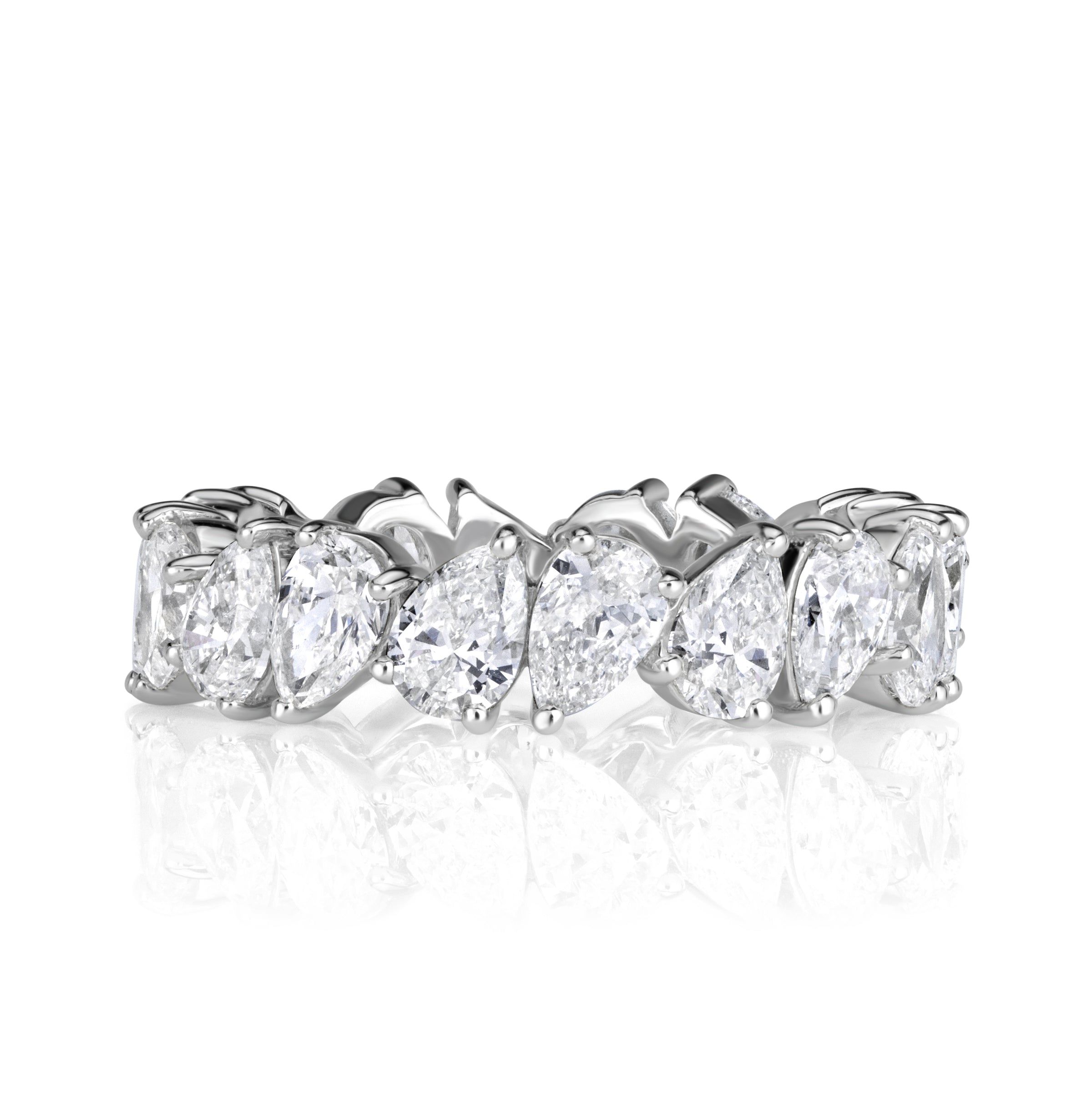 3.51ct Pear Shaped Diamond Eternity Band in 18K White Gold