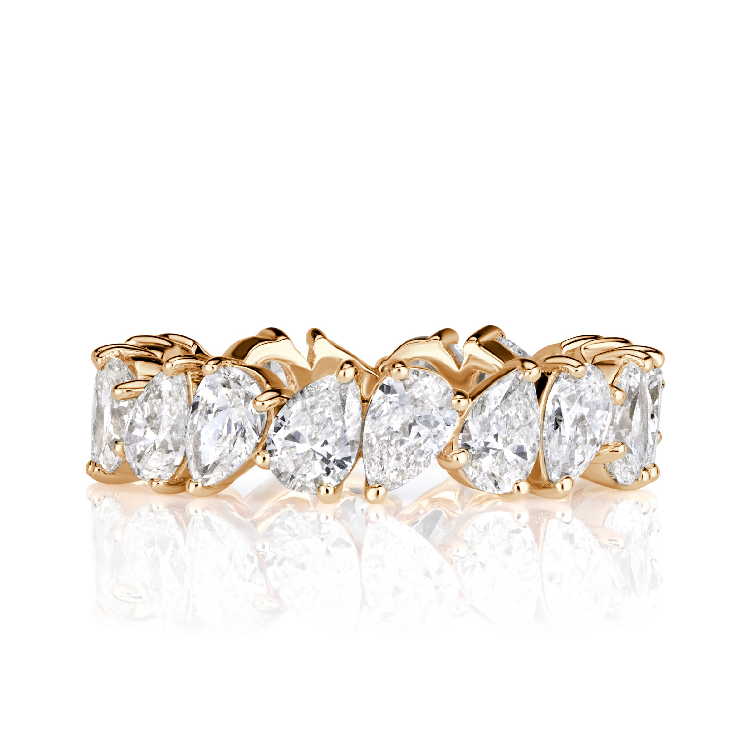 3.51ct Pear Shaped Diamond Eternity Band in 18K Champagne Yellow Gold
