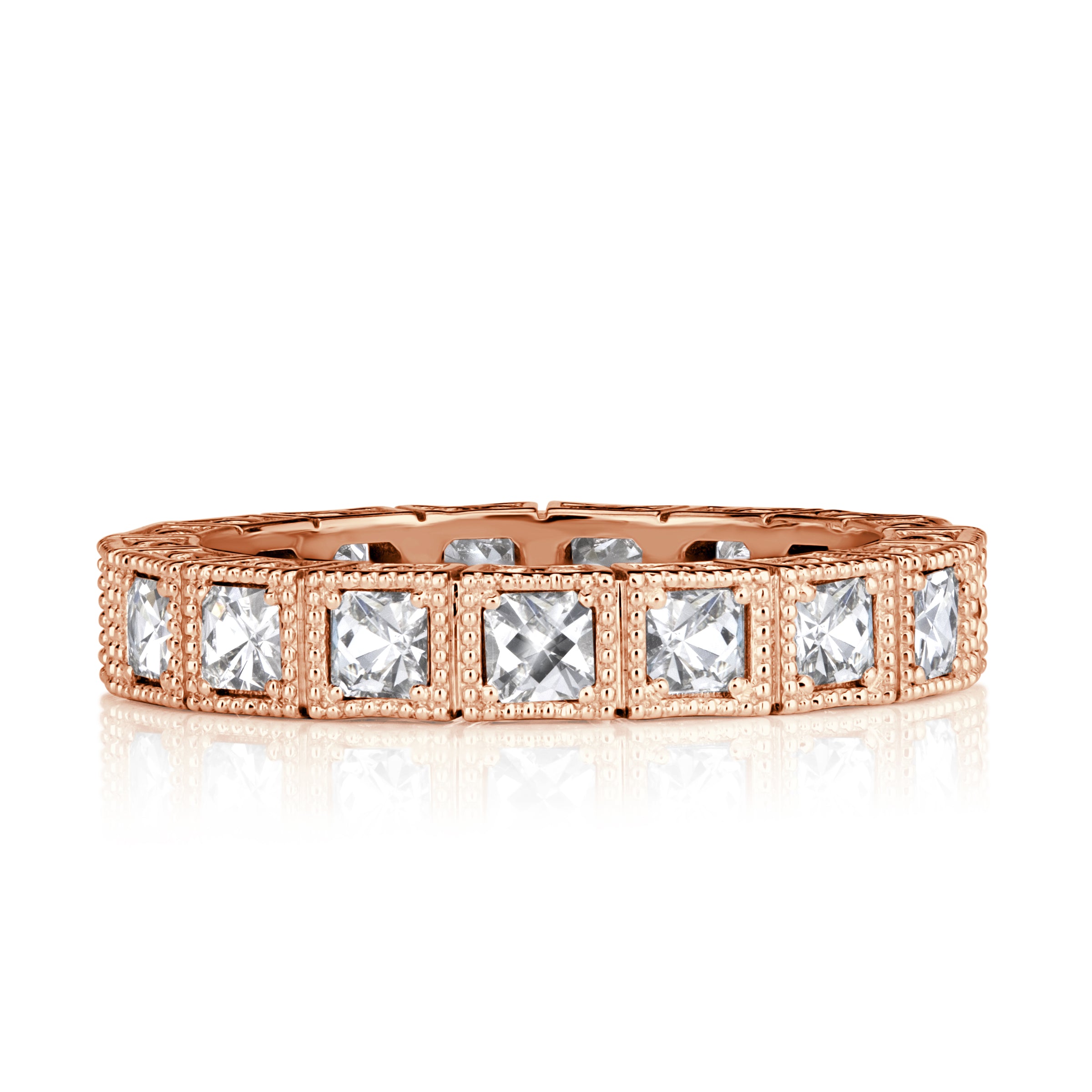 1.30 Pixel Cut Diamond Milgrain Eternity Band in 18K Rose Gold