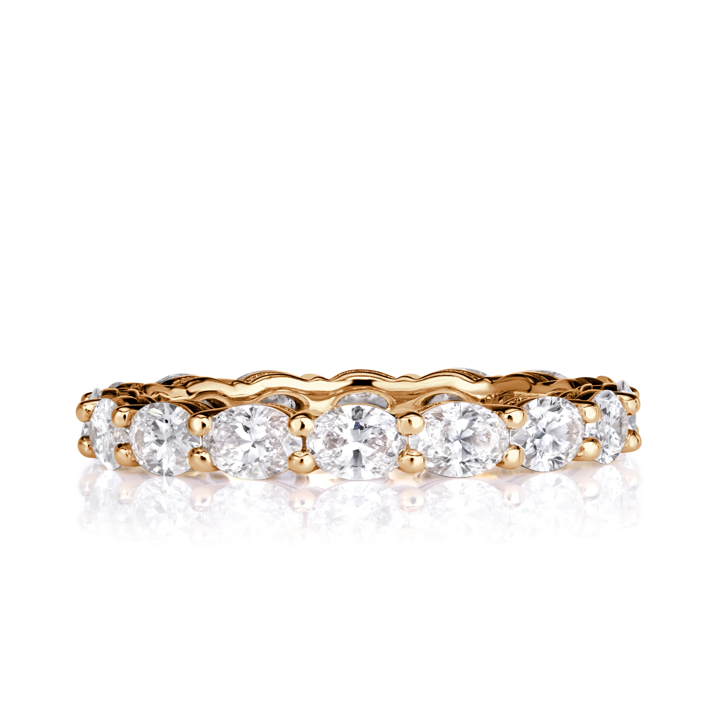 2.00ct Oval Cut Diamond Eternity Band in 18k Champagne Yellow Gold