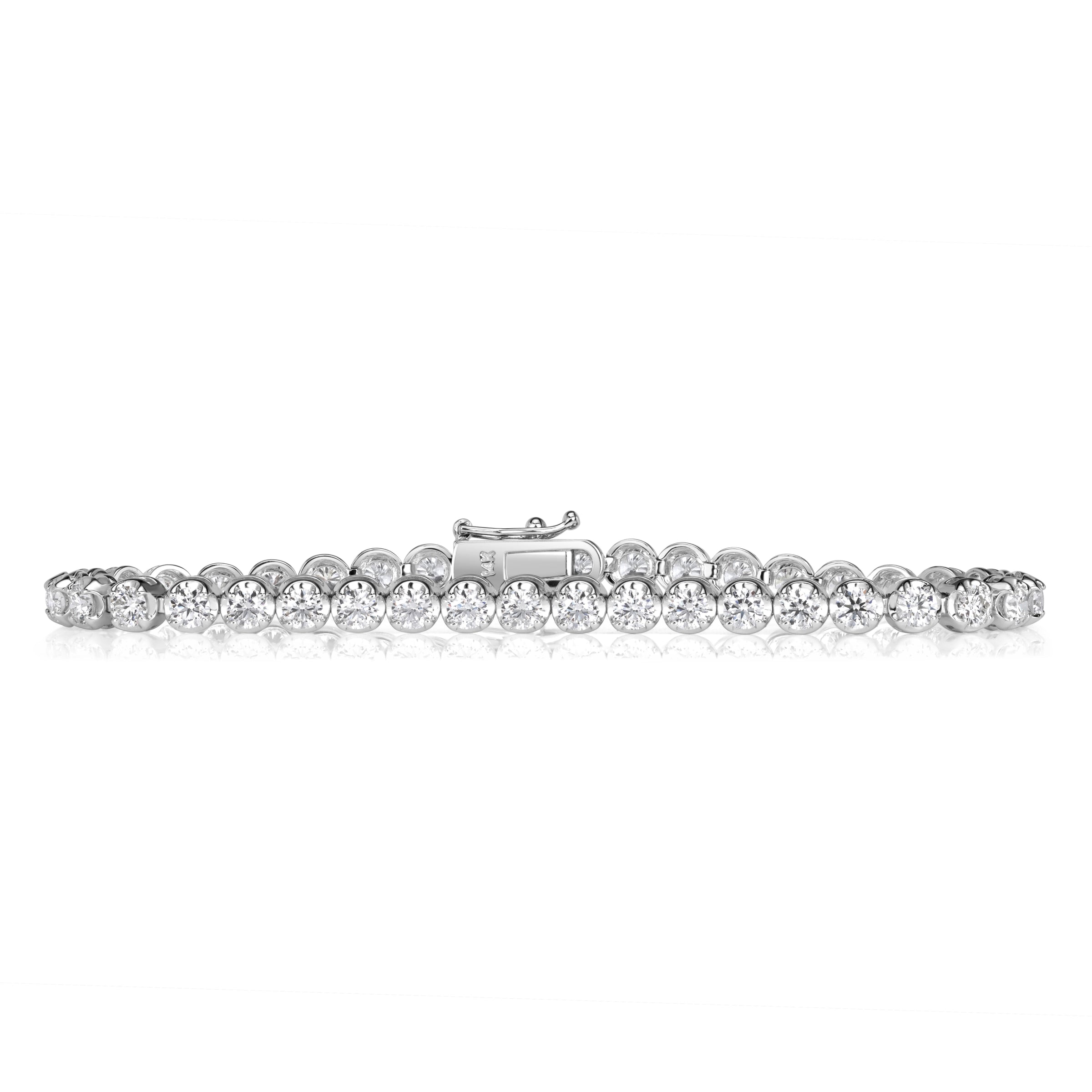 5.64ct Round Brilliant Cut Diamond Tennis Bracelet in 14K White Gold