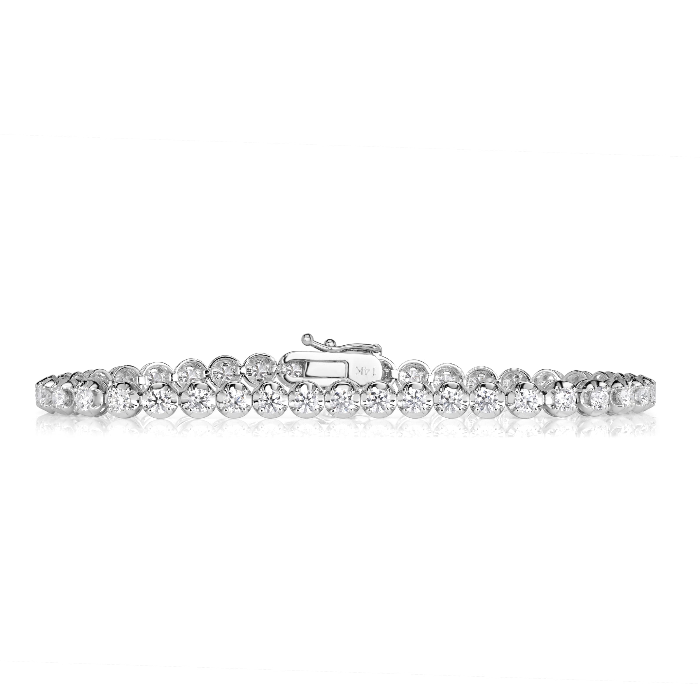3.70ct Round Brilliant Cut Diamond Tennis Bracelet in 14K White Gold
