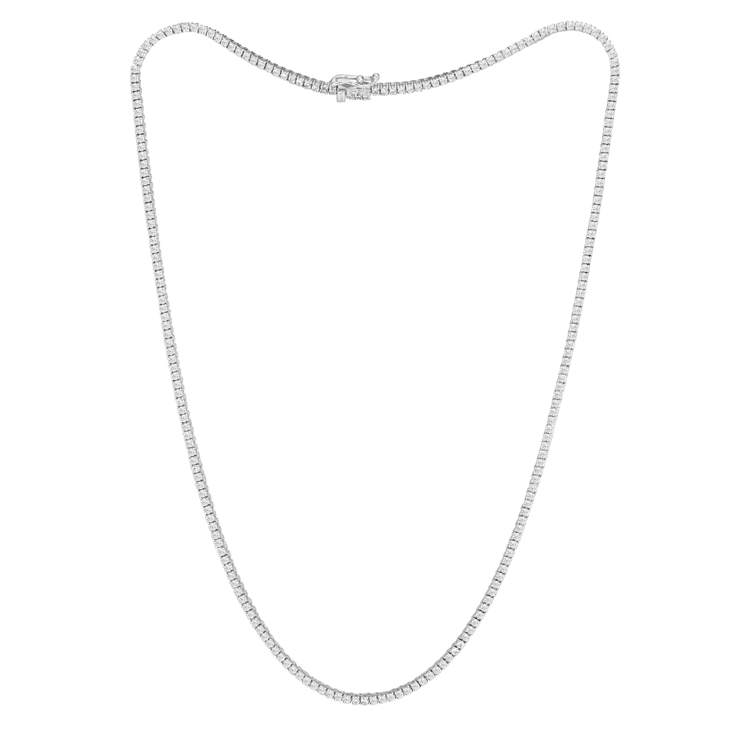 3.57ct Round Brilliant Cut Diamond Tennis Necklace in 14K White Gold