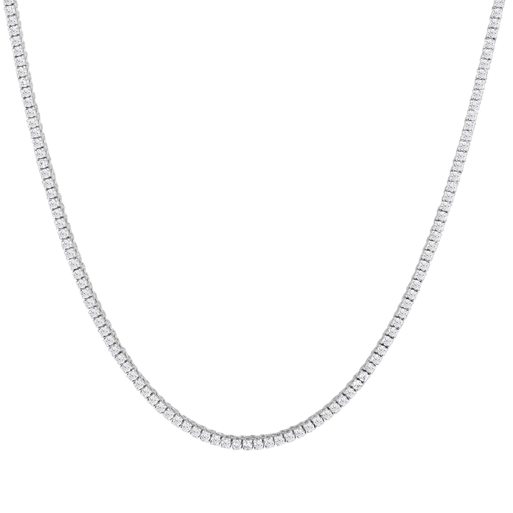 3.57ct Round Brilliant Cut Diamond Tennis Necklace in 14K White Gold