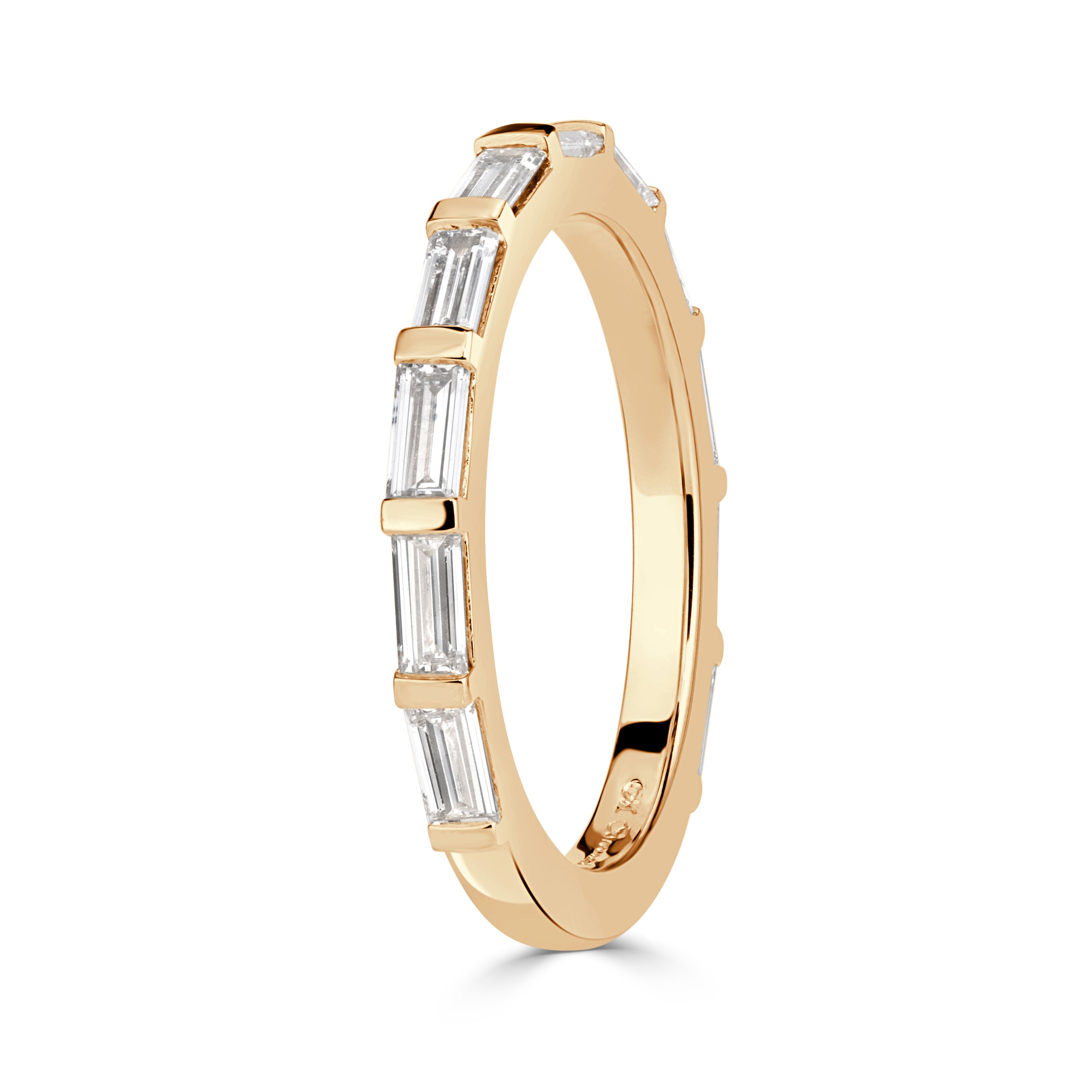 1.04ct Baguette Cut Diamond Band in 18K Champagne Yellow Gold