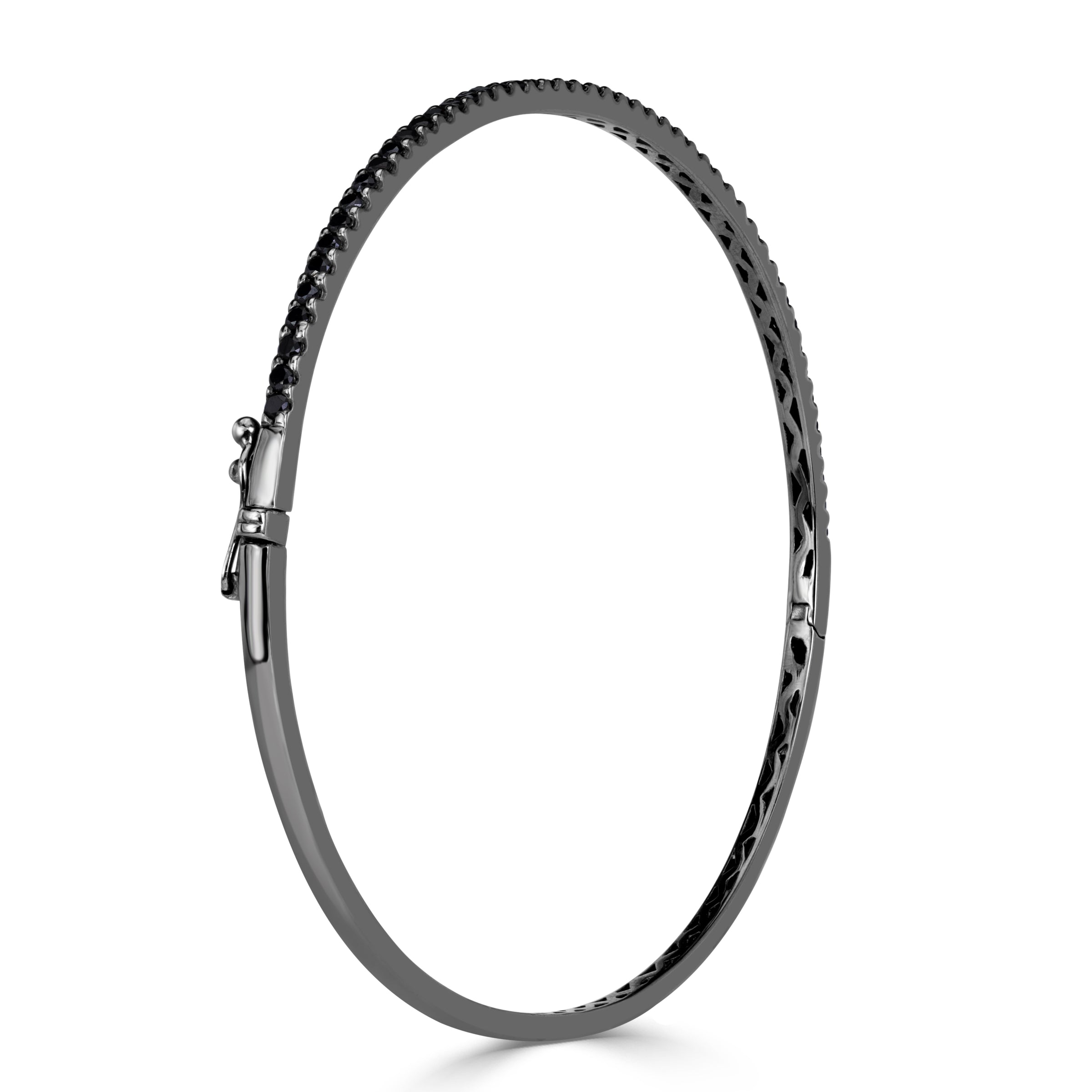 0.85ct Round Brilliant Cut Black Diamond Bangle Bracelet in 18K Black Gold