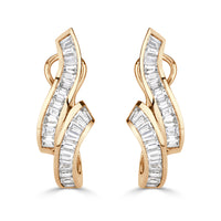 2.20ct Baguette Cut Diamond Earrings in 14K Yellow Gold