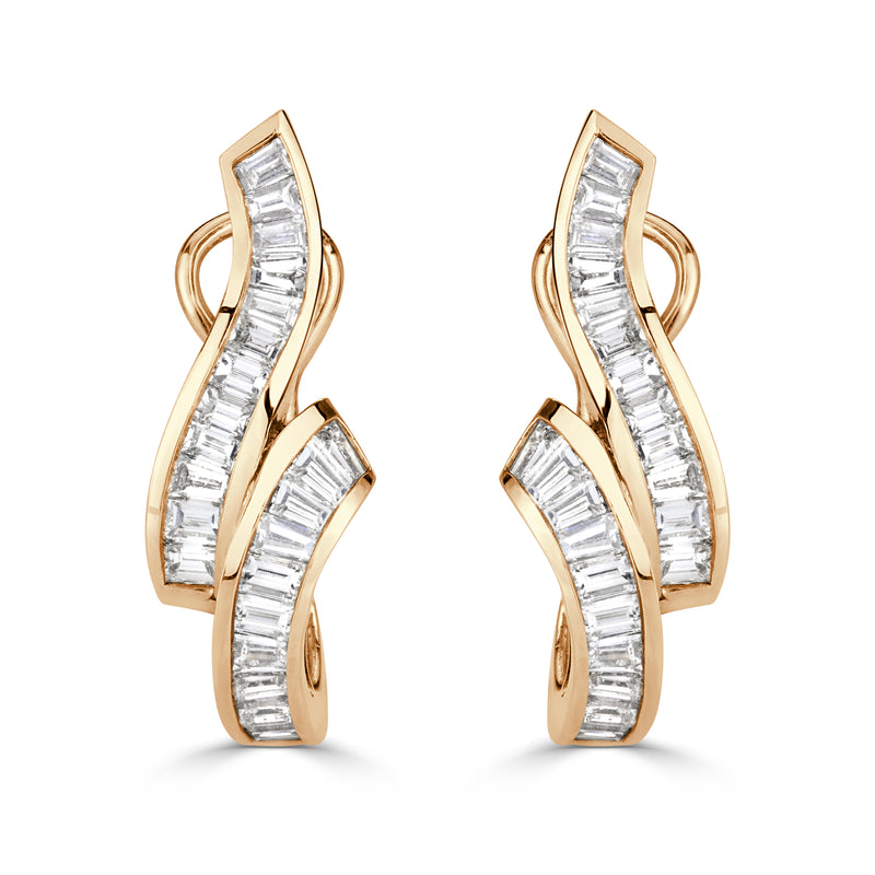 2.20ct Baguette Cut Diamond Earrings in 14K Yellow Gold