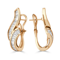 2.20ct Baguette Cut Diamond Earrings in 14K Yellow Gold