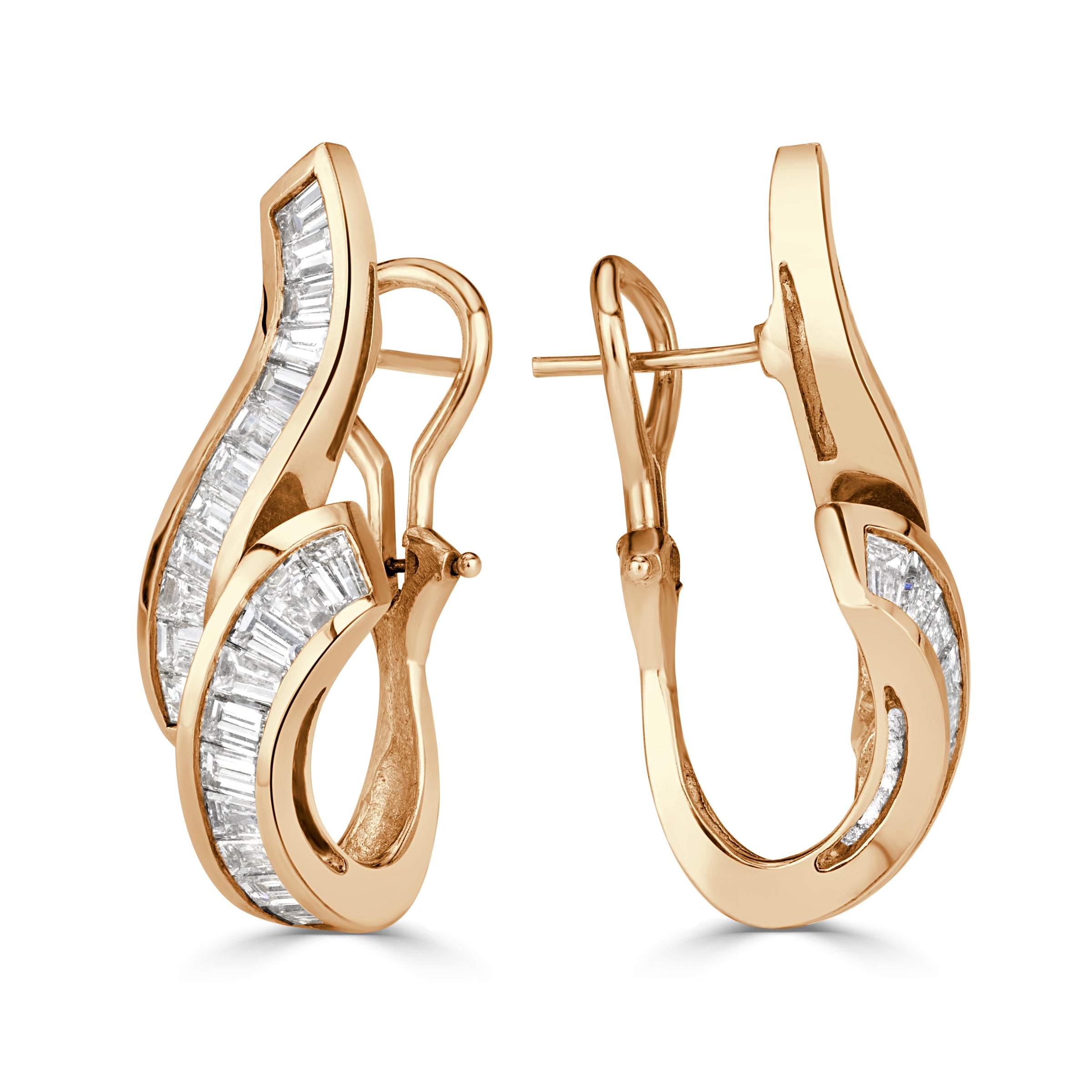 2.20ct Baguette Cut Diamond Earrings in 14K Yellow Gold