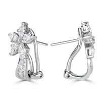 1.40ct Trillion and Round Brilliant Cut Flower Earrings in 18K White Gold