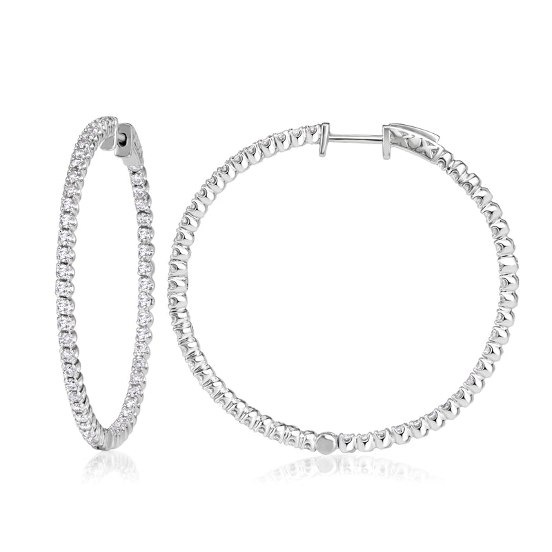 2.20ct 1.5 Inch Diamond Pavé Hoop Earrings