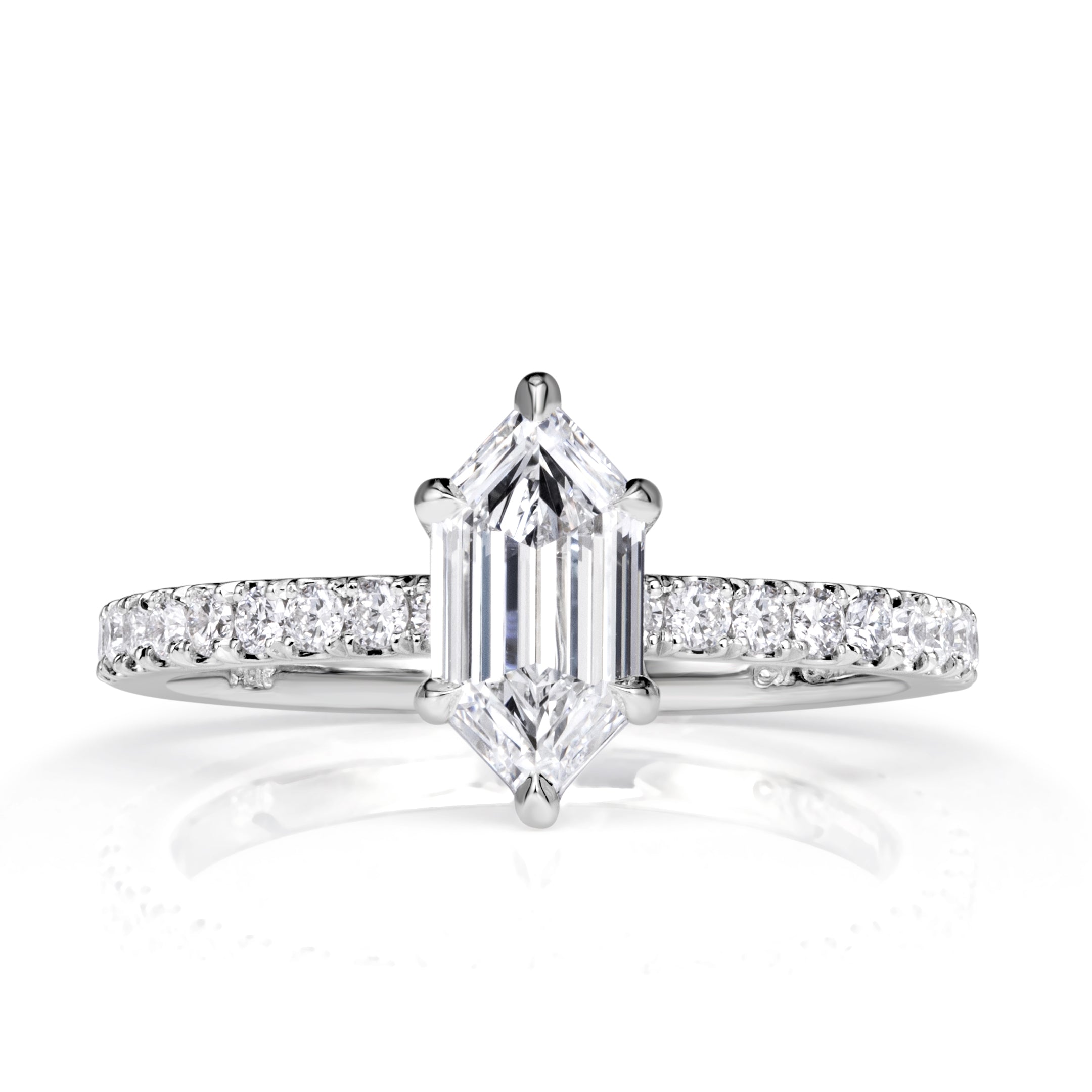 1.43ct Hexagon Cut Diamond Engagement Ring