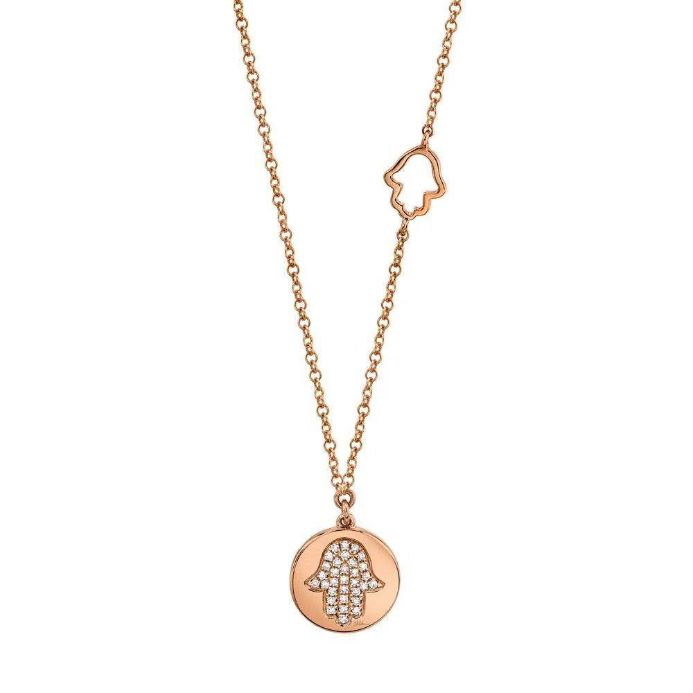 0.08ct Round Brilliant Cut Diamond Pave Hamsa Pendant