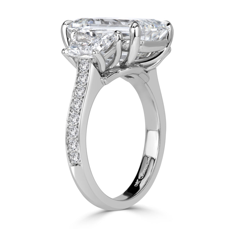 8.15ct Emerald Cut Lab Grown Diamond Engagement Ring