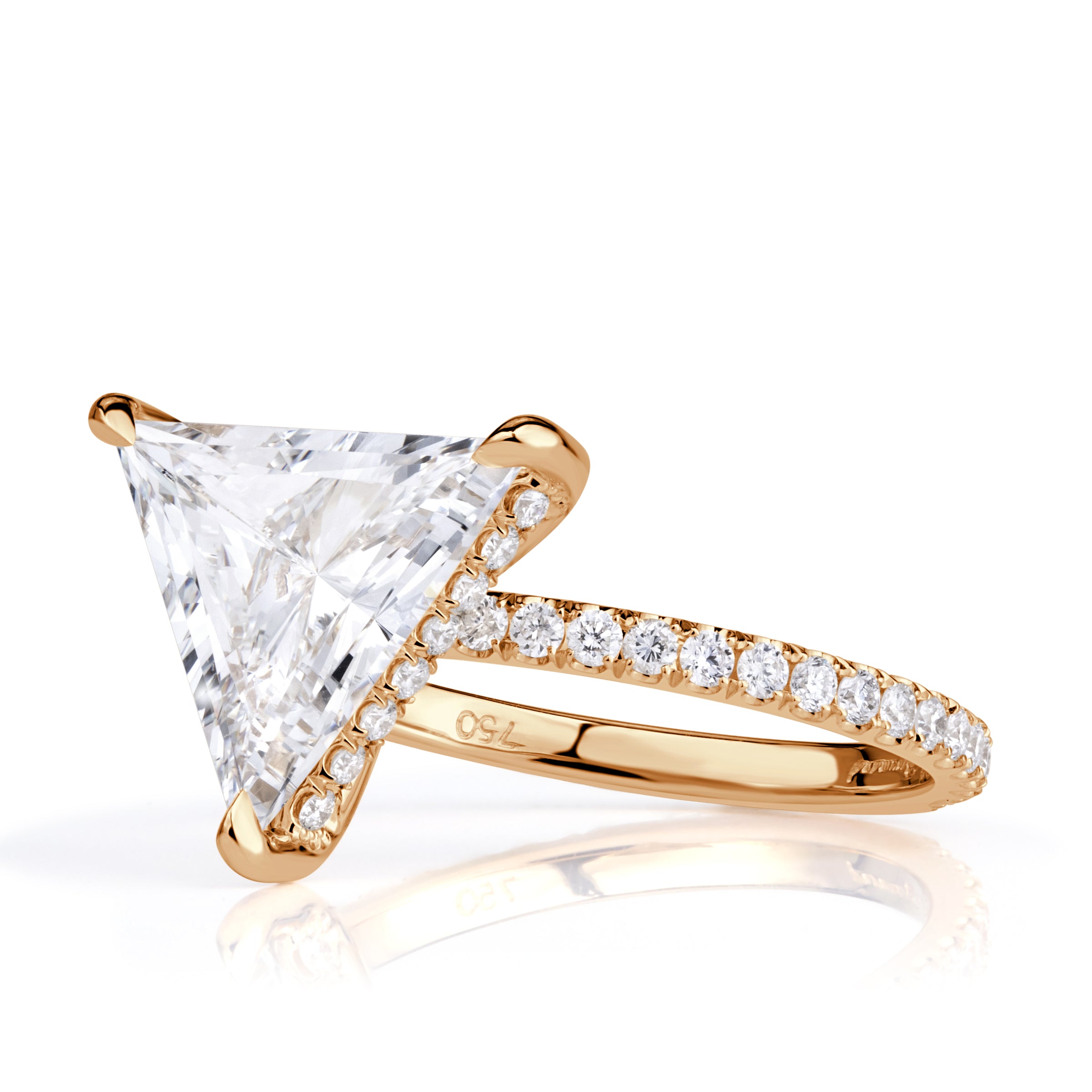 3.09ct Trillion Cut Lab Grown Diamond Engagement Ring