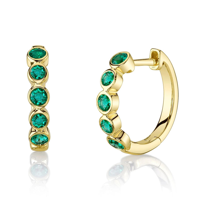 0.50ct Round Cut Green Emerald Huggie Hoop Earrings