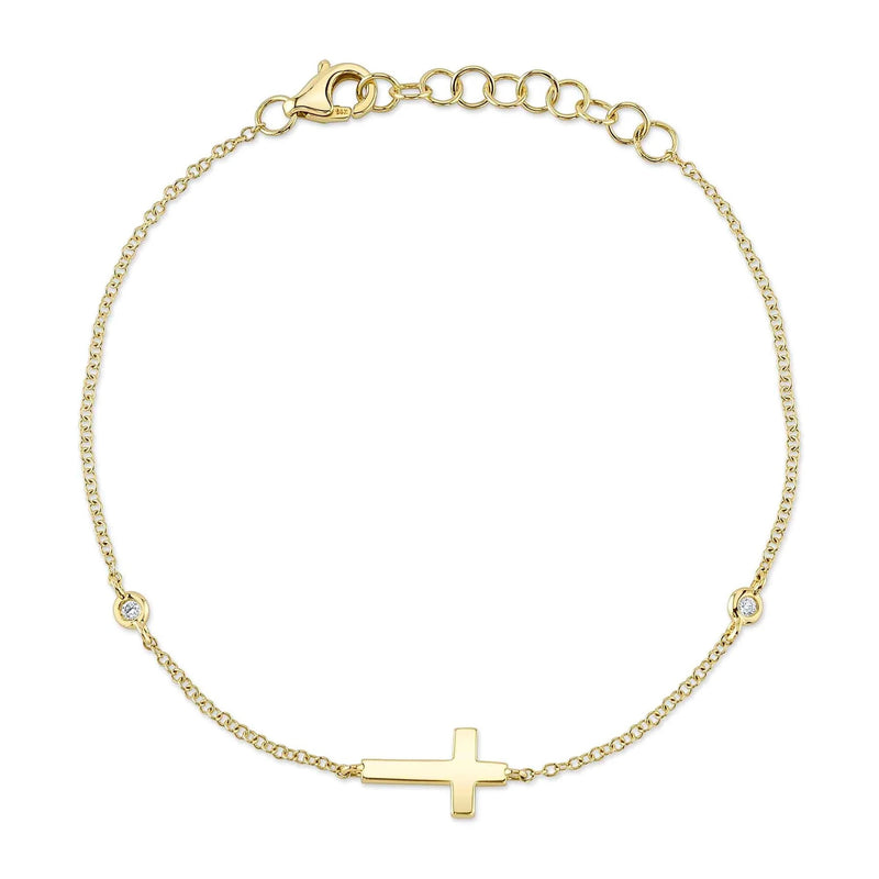 0.03ct Round Brilliant Cut Diamond Cross Bracelet