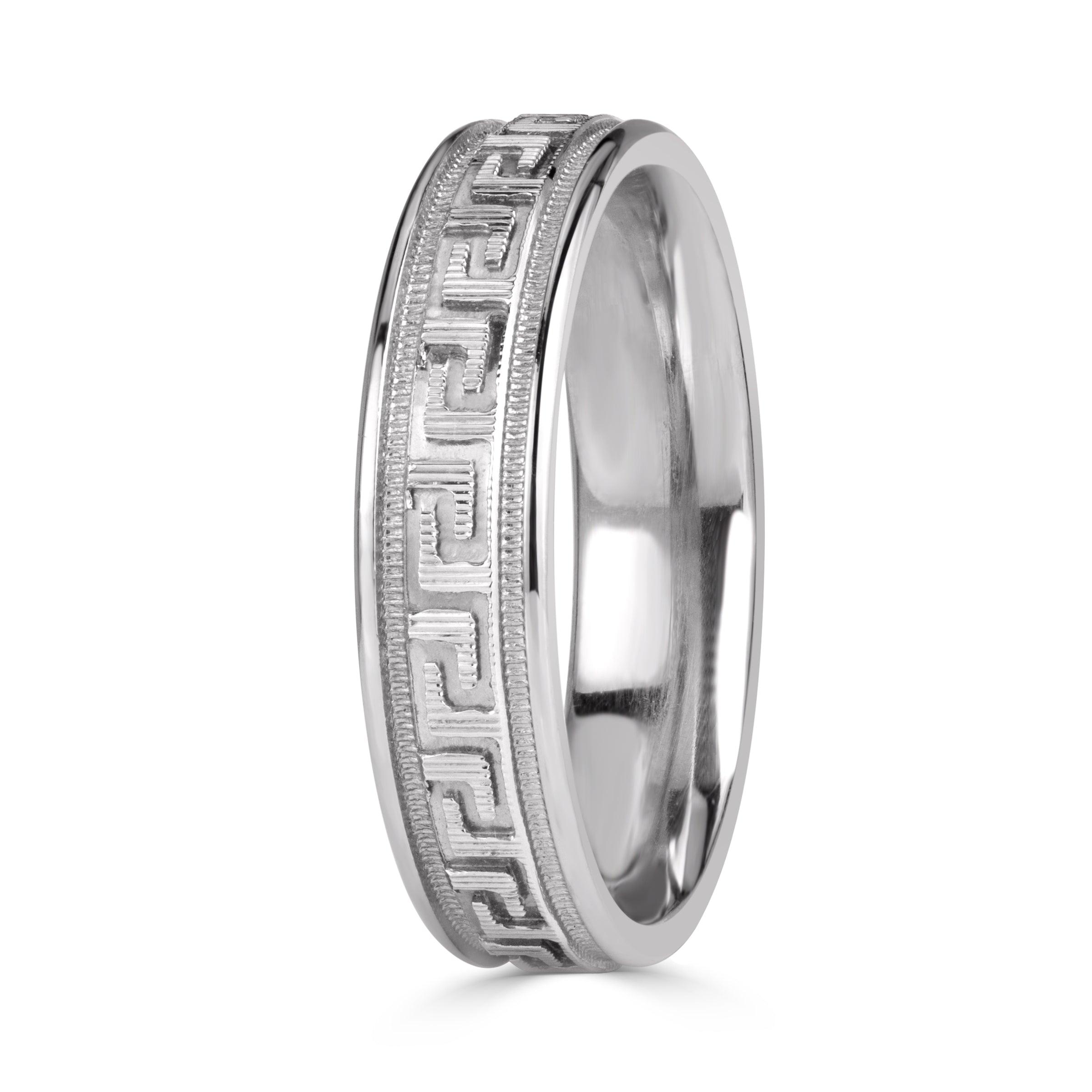 Greek Key Men's Wedding Band 5mm – Mark Broumand - Main Image