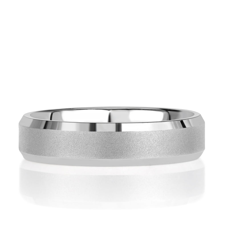 Sandblast Center Polished Bevel Edge Men's Wedding Band 5mm