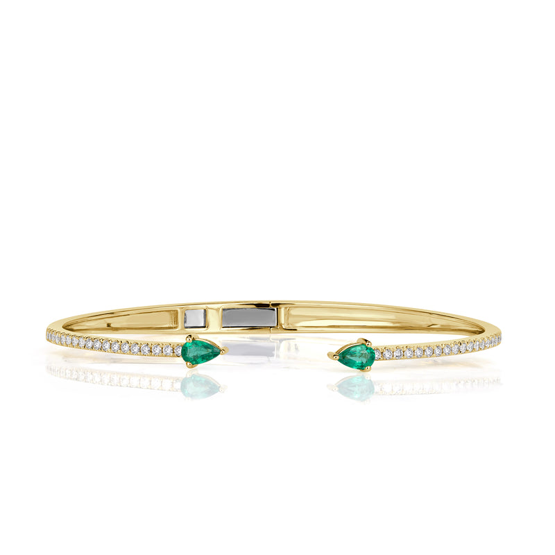 0.78ct Green Emerald and Diamond Cuff Bracelet