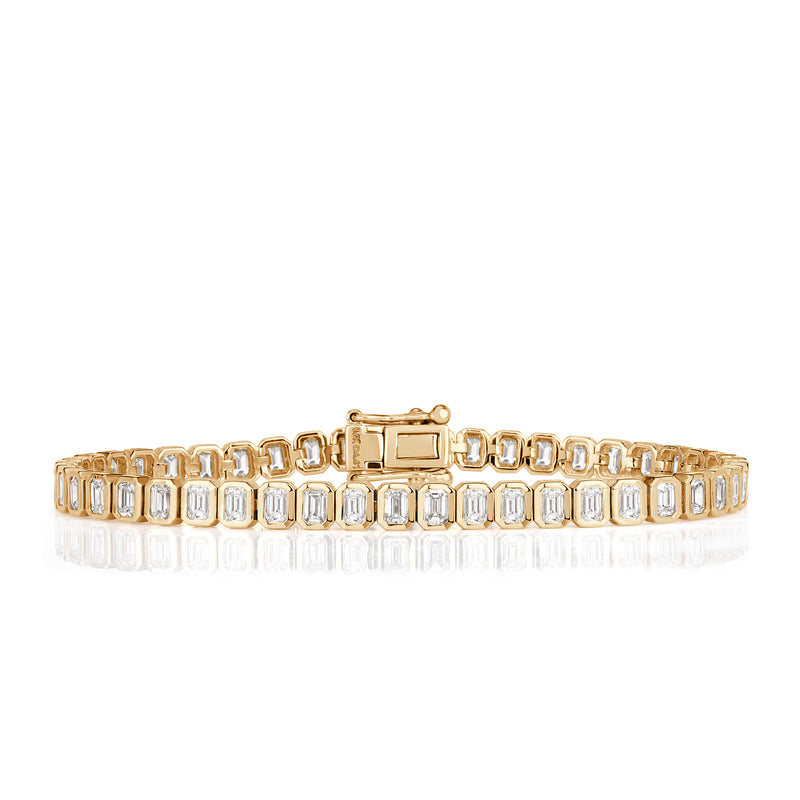 4.41ct Emerald Cut Diamond Bezel Set Tennis Bracelet