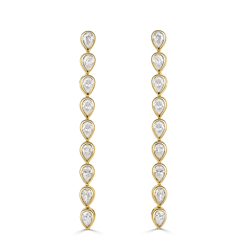 2.40ct Pear Shaped Diamond Bezel Set Drop Earrings