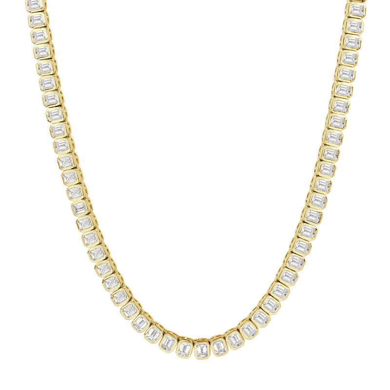 5.66ct Emerald Cut Diamond Bezel Set Tennis Necklace