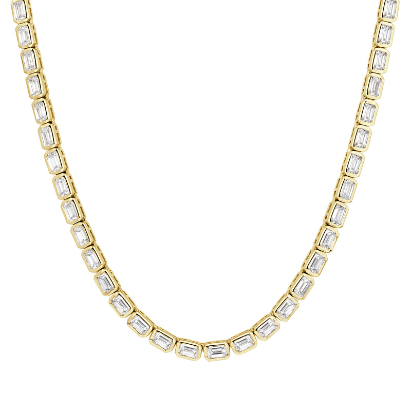 5.26ct Emerald Cut Diamond Bezel Set Tennis Necklace – Mark