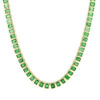 12.52ct Emerald Cut Green Emerald Bezel Set Tennis Necklace