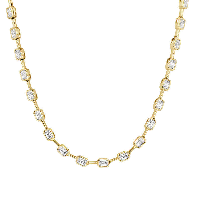 4.85ct Emerald Cut Diamond Bezel Set Necklace