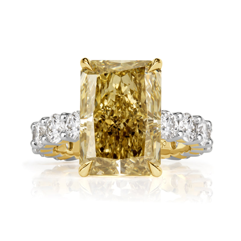 10.34ct Fancy Intense Yellow Radiant Cut Lab Grown Diamond Engagement Ring